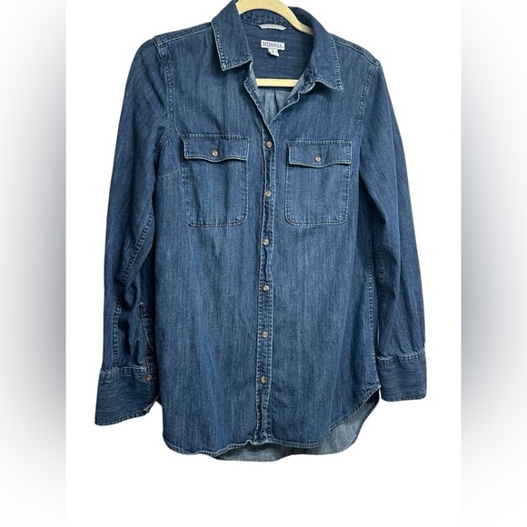 Merona Blue Denim Long Sleeve Button-Down Shirt – Size M - Picture 2 of 4